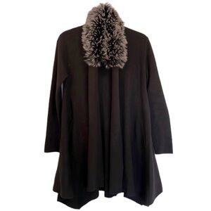 89th + Madison Sweater Faux Fur Collared Flowy Cardigan